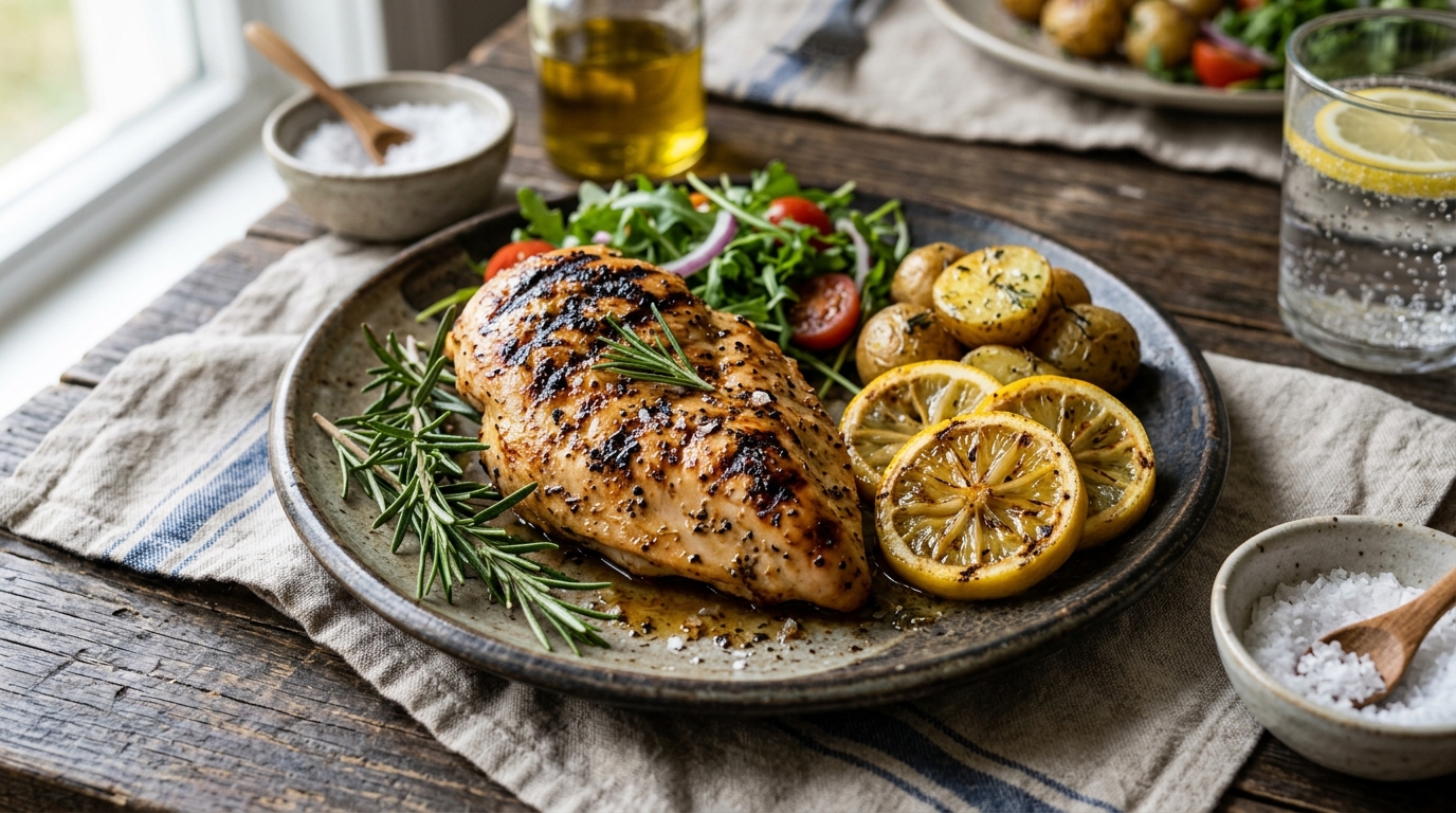 Peito de Frango Grelhado Suculento com Ervas e Limão