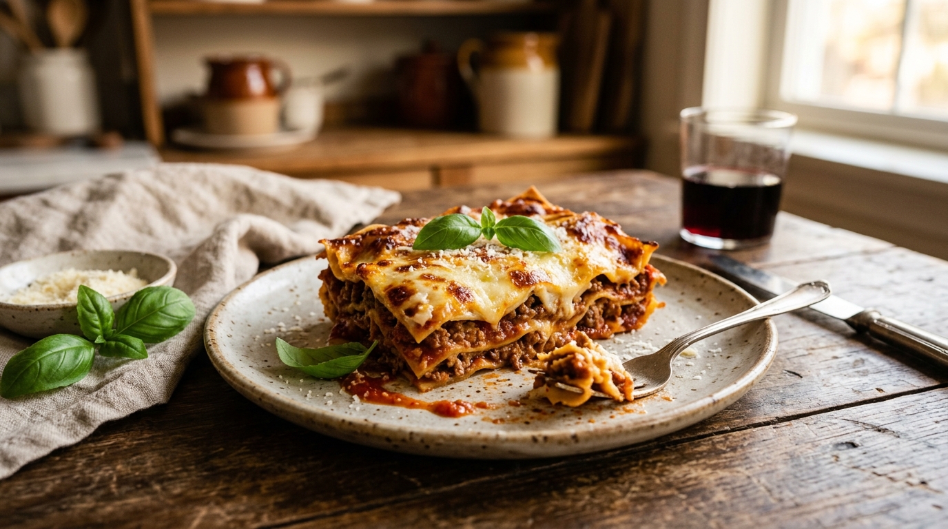 Lasanha de Carne Moída à Bolonhesa